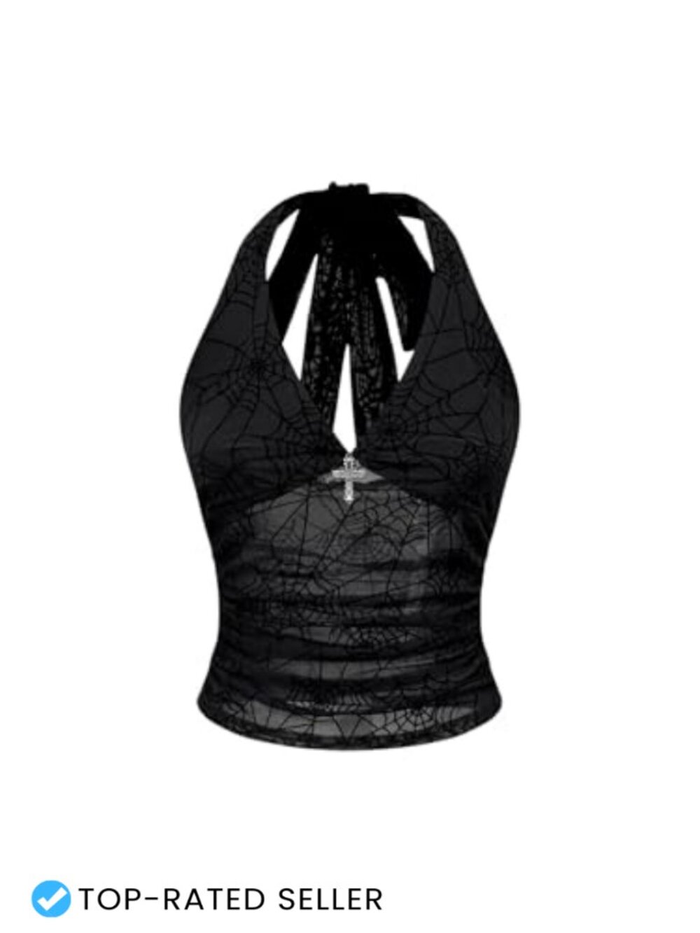 Y2K Goth Halter Mesh Sheer Tank Top Slim Fit Rave Summer